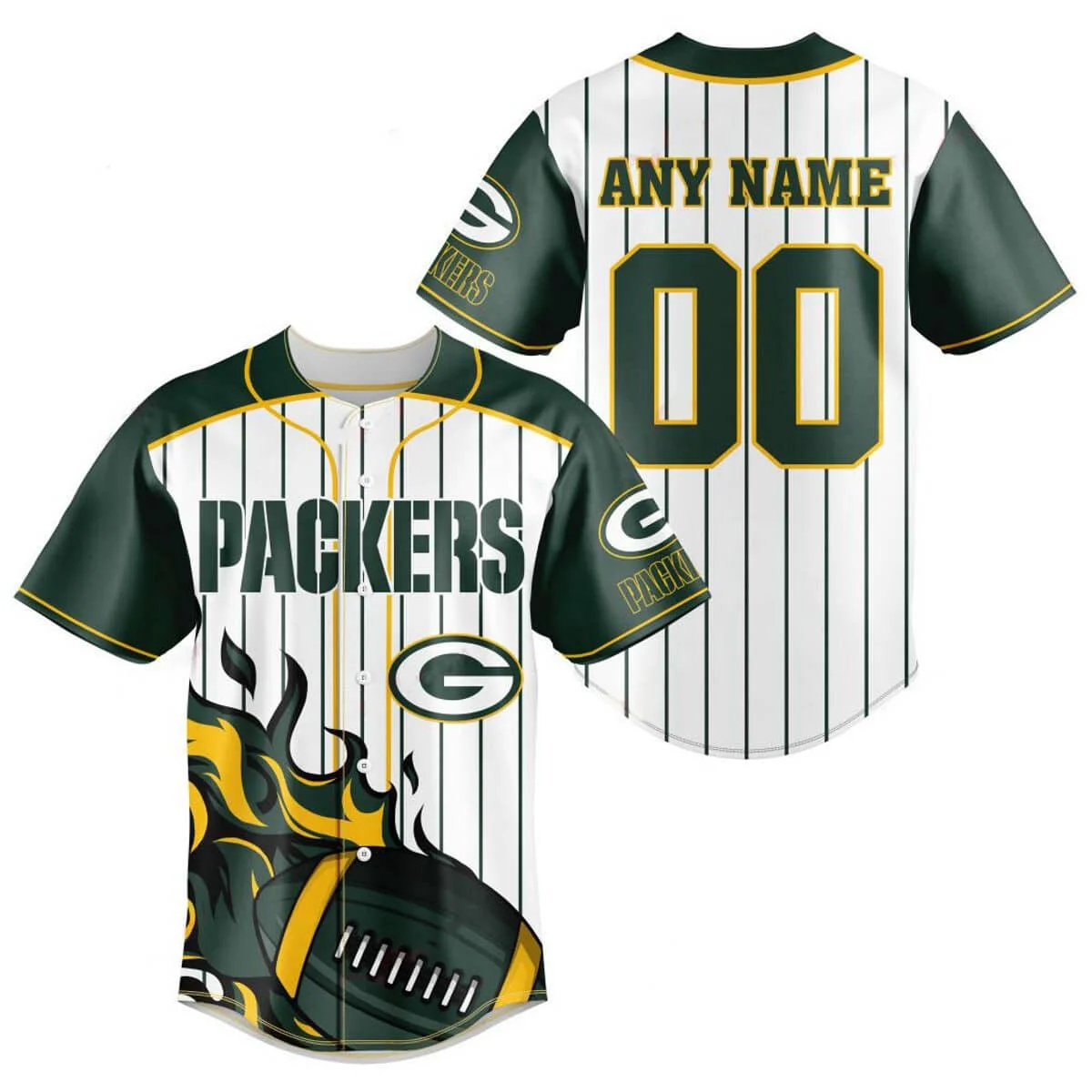 Green Bay Packers Personalized Baseball Jersey 739