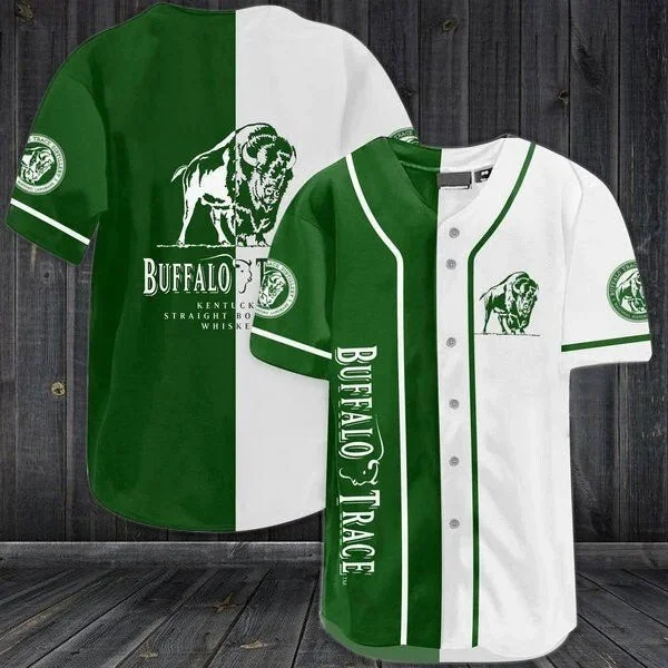 Green White Buffalo Trace Baseball Jersey Style4655
