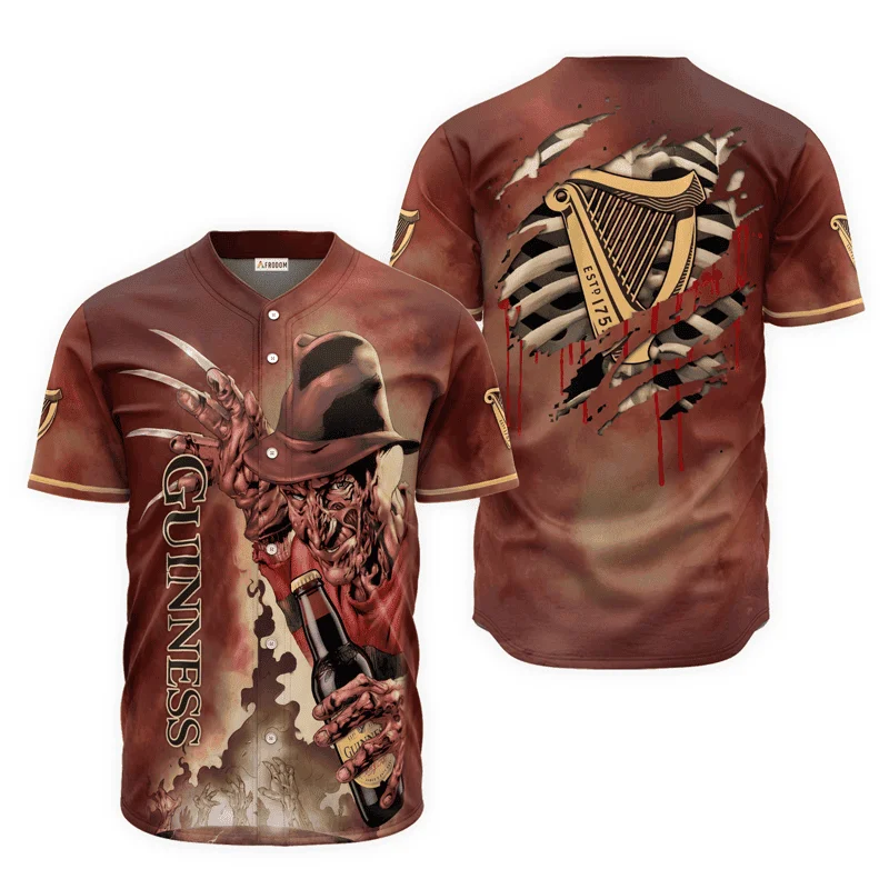 Guinness Beer Halloween Freddy Krueger Baseball Jersey Style1633