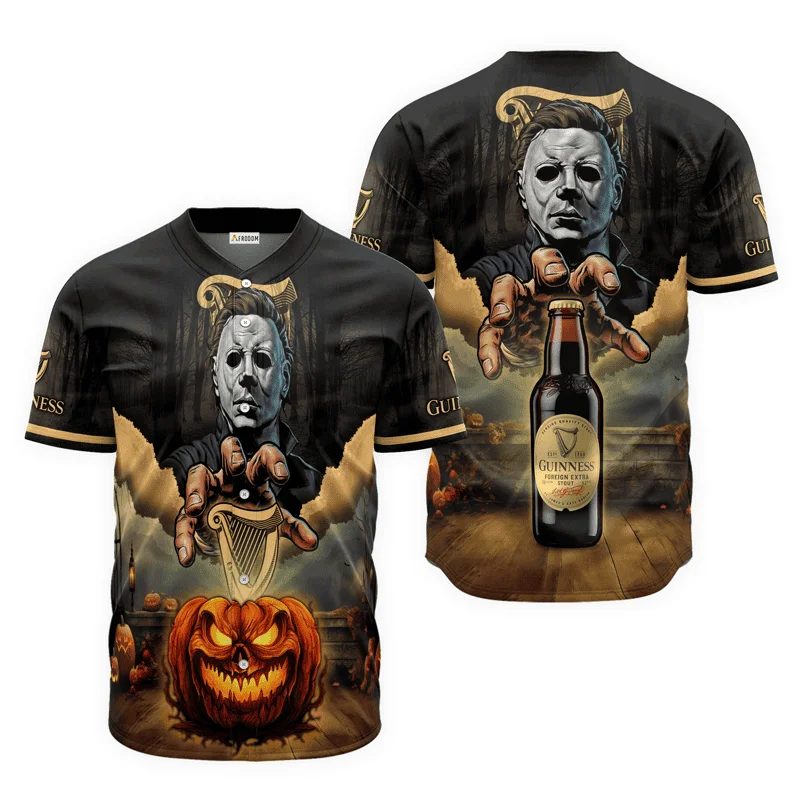Guinness Beer Halloween Michael Myers Baseball Jersey Style4426