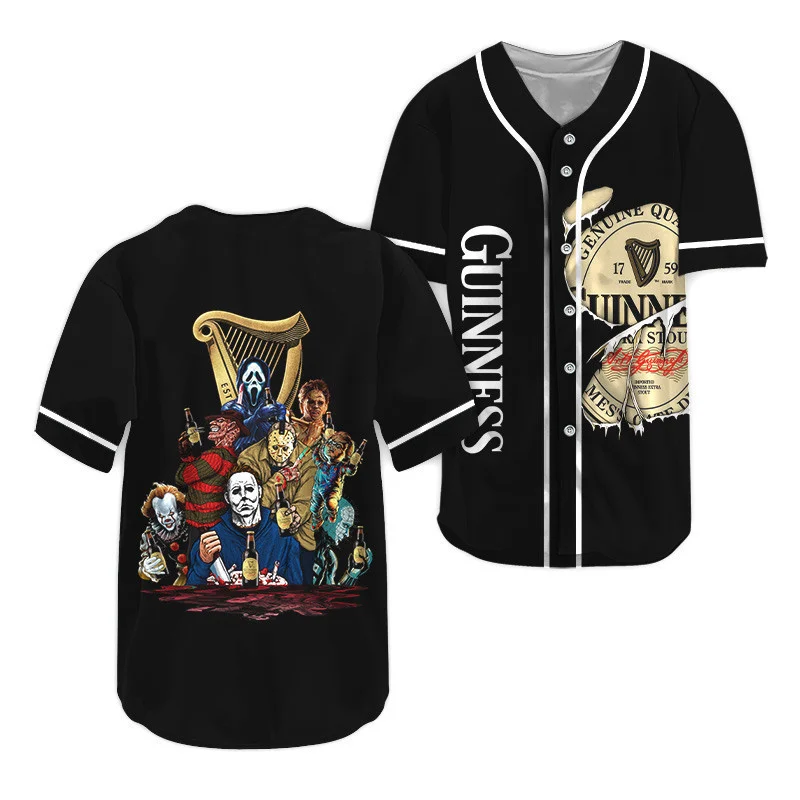 Guinness Beer Horror Halloween Characters Baseball Jersey Style1207