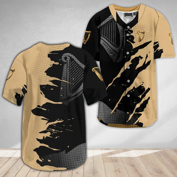 Guinness Beer Metal Crack Pattern Baseball Jersey Style9055
