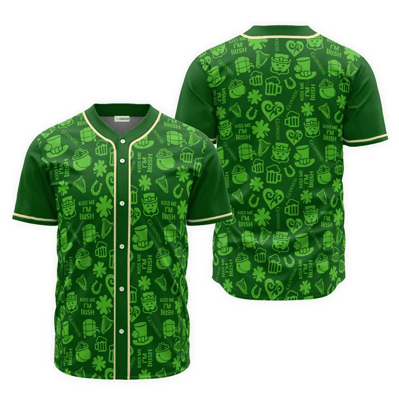 Guinness Beer St. Patrick's Day Doodle Pattern Baseball Jersey Style9398