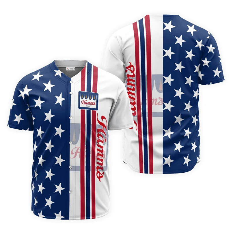 Hamm's Beer American Flag Baseball Jersey Style7120