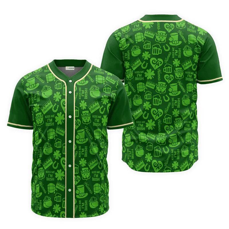 Hamm's Beer St. Patrick's Day Doodle Pattern Baseball Jersey Style4024