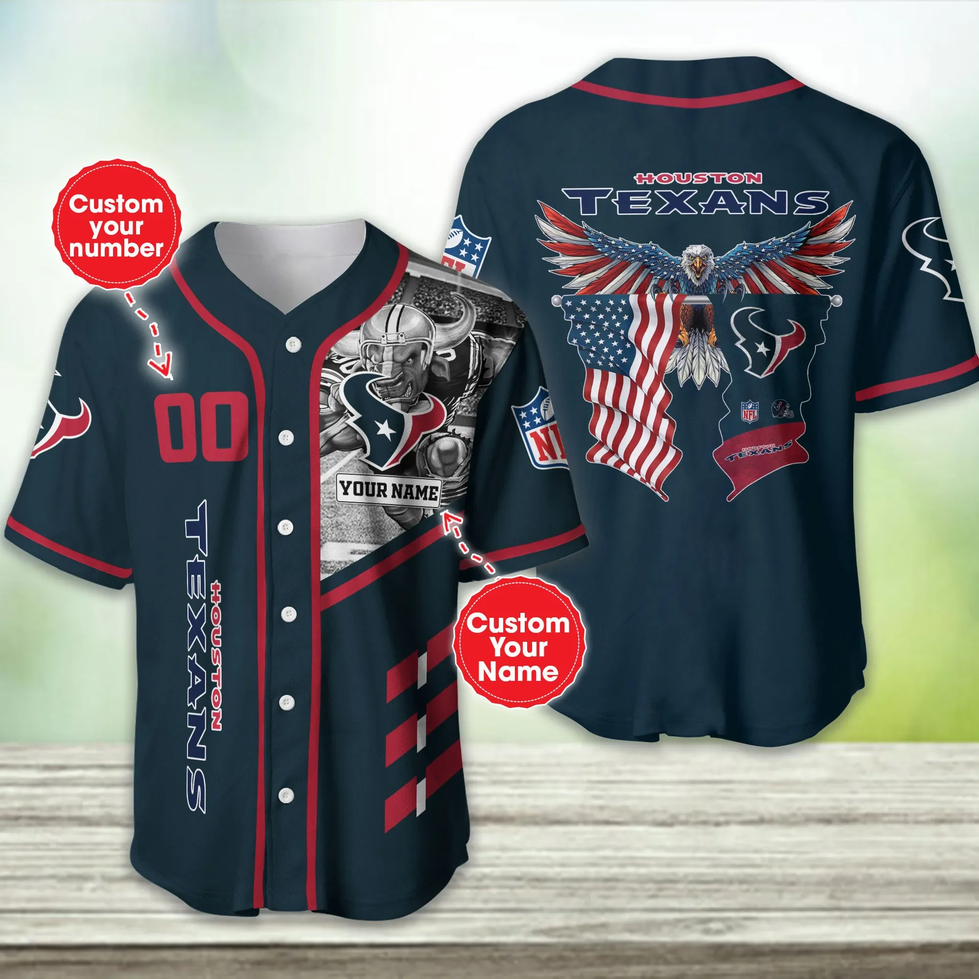 Houston Texans Personalized Baseball Jersey 400