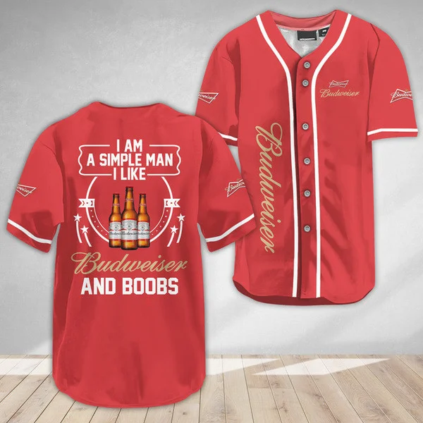 I Like Budweiser Beer And Boobs Baseball Jersey Style3637