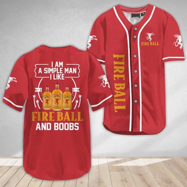 I Like Fireball Whiskey And Boobs Baseball Jersey Style6709