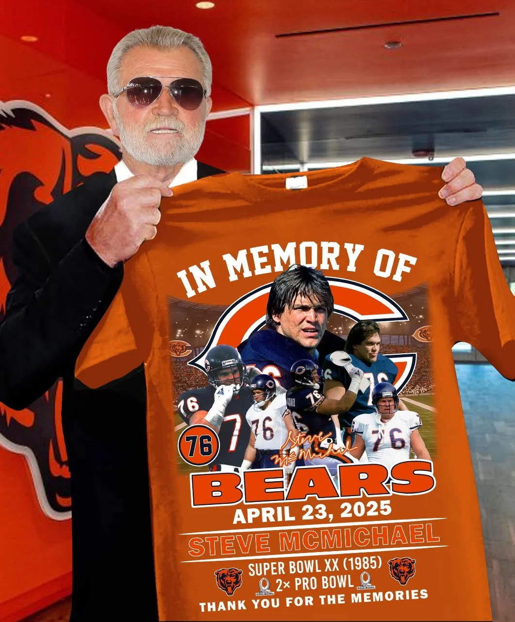In Memory Of Steve McMichael T-Shirt Chicago Bears Legend #76 Thank You ...