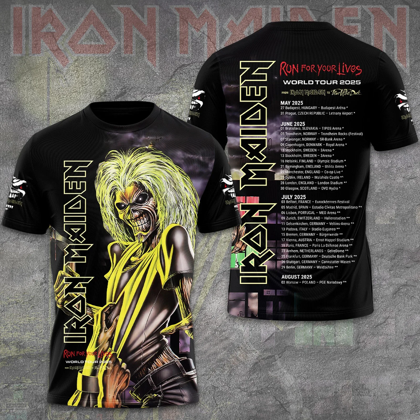 Iron Maiden Inspired Run For Your Lives World Tour 2025 T-Shirt