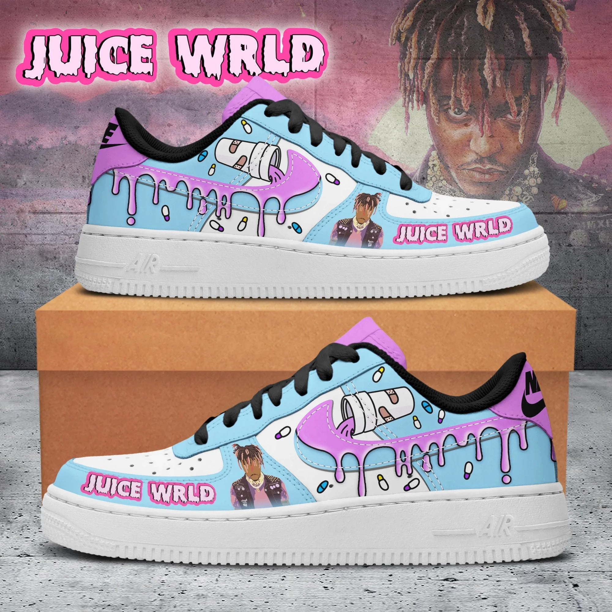 Juice WRLD Air Low-Top Sneakers Shoes For Men And Women ??Black Insole