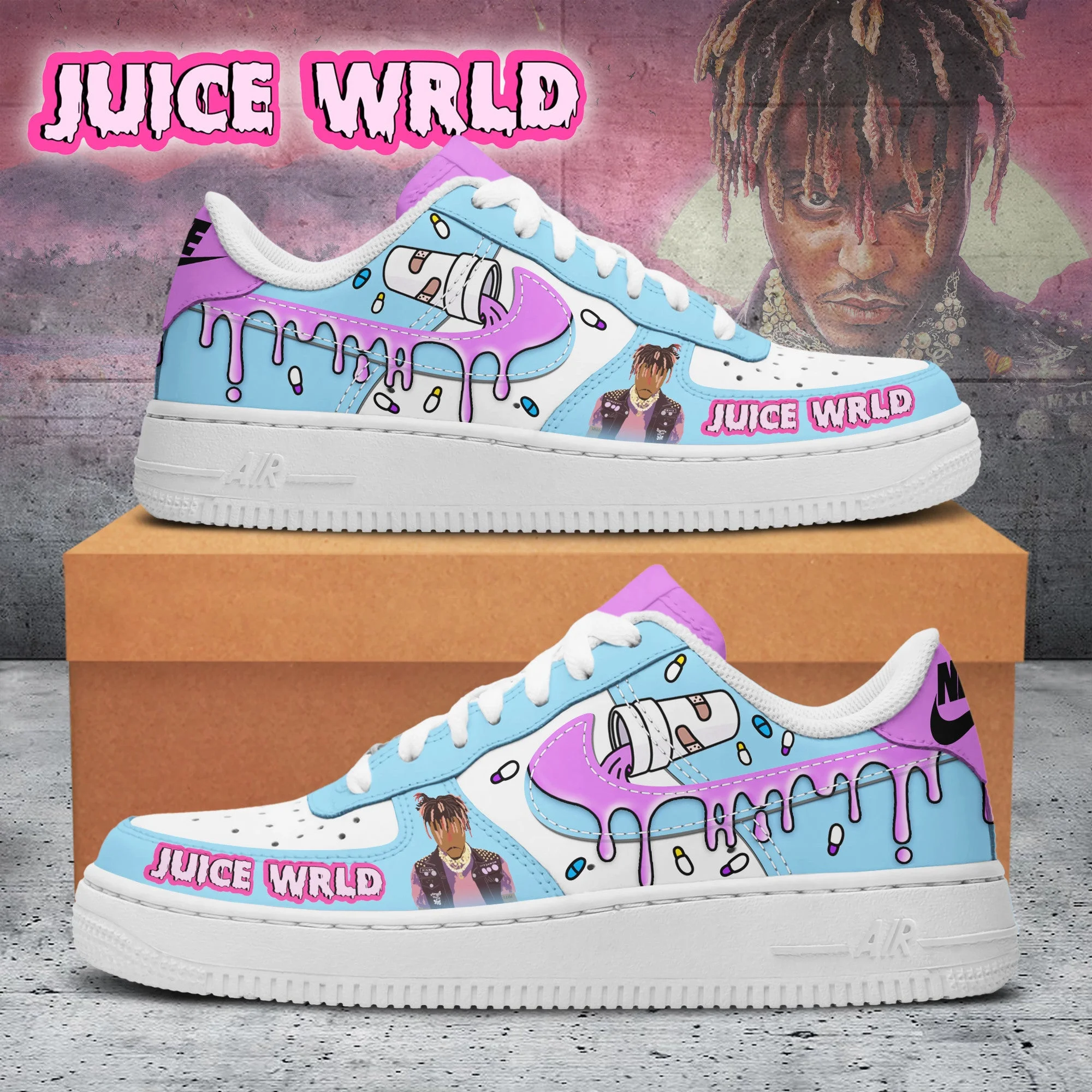 Juice WRLD Air Low-Top Sneakers Shoes For Men And Women ??White Insole