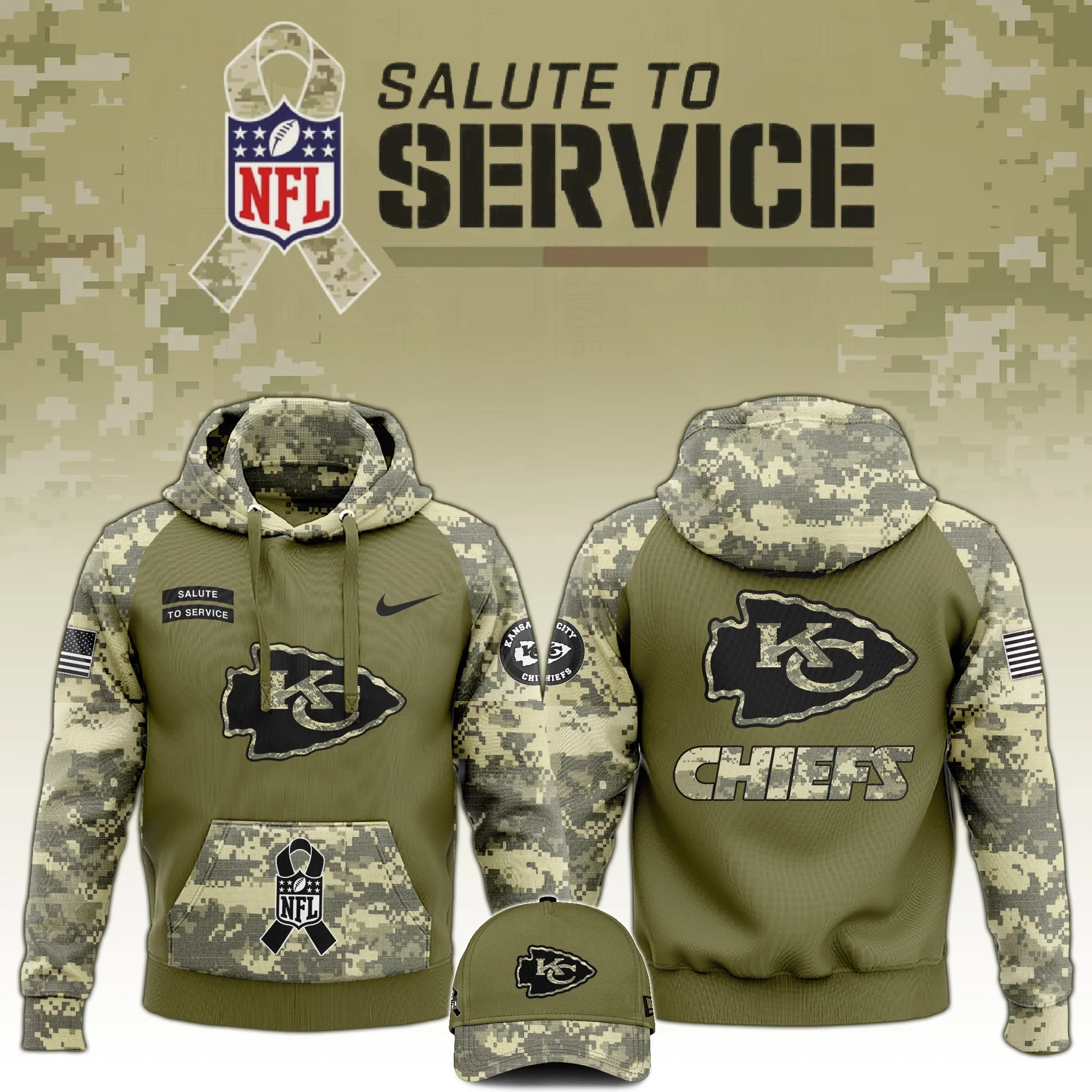 Kansas City Chiefs Salute to Service Club Limited Edition Camo Hoodie Best NFL Merch