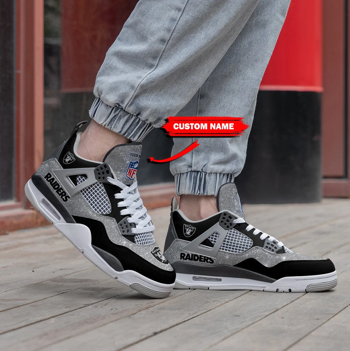 Las Vegas Raiders AJ4 Sneakers 12