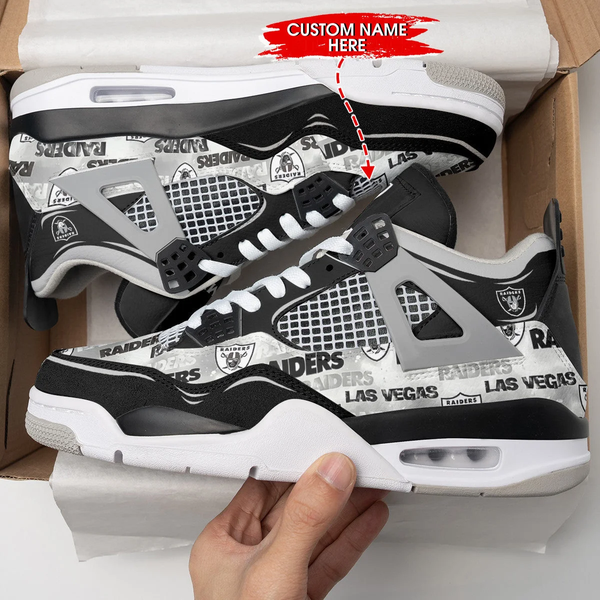 Las Vegas Raiders AJ4 Sneakers 15