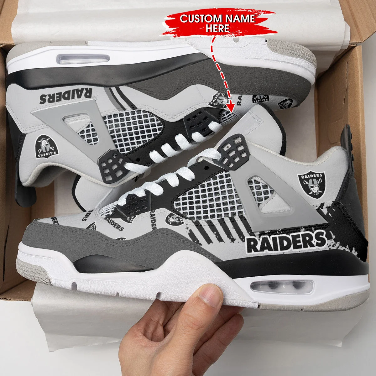 Las Vegas Raiders AJ4 Sneakers 23