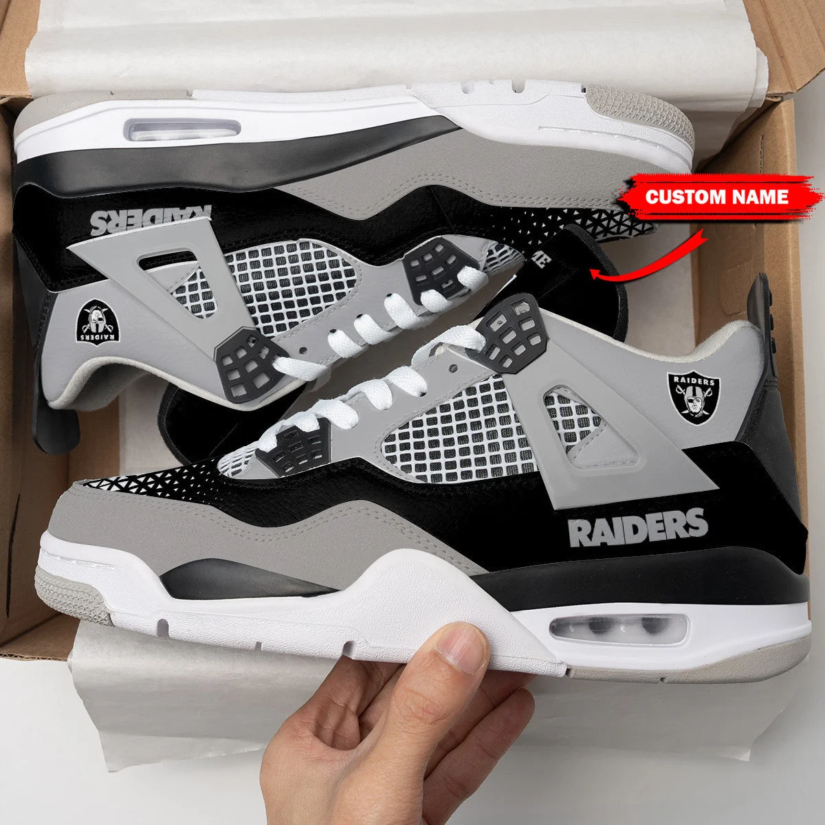 Las Vegas Raiders AJ4 Sneakers 25