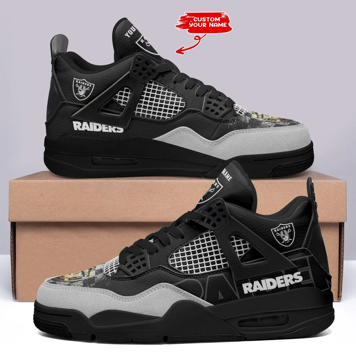 Las Vegas Raiders AJ4 Sneakers 26