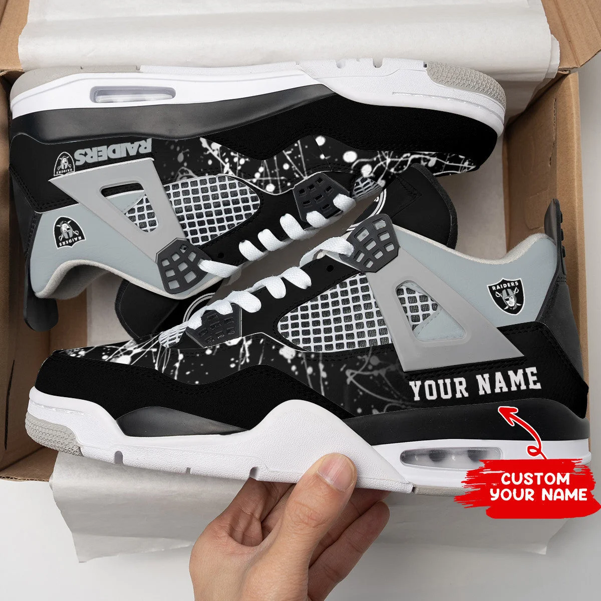 Las Vegas Raiders AJ4 Sneakers 3