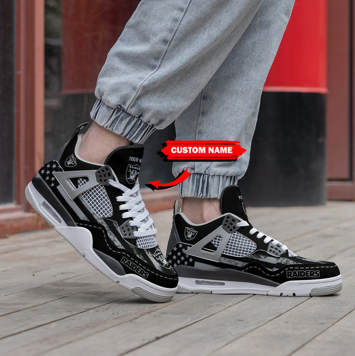 Las Vegas Raiders AJ4 Sneakers 7