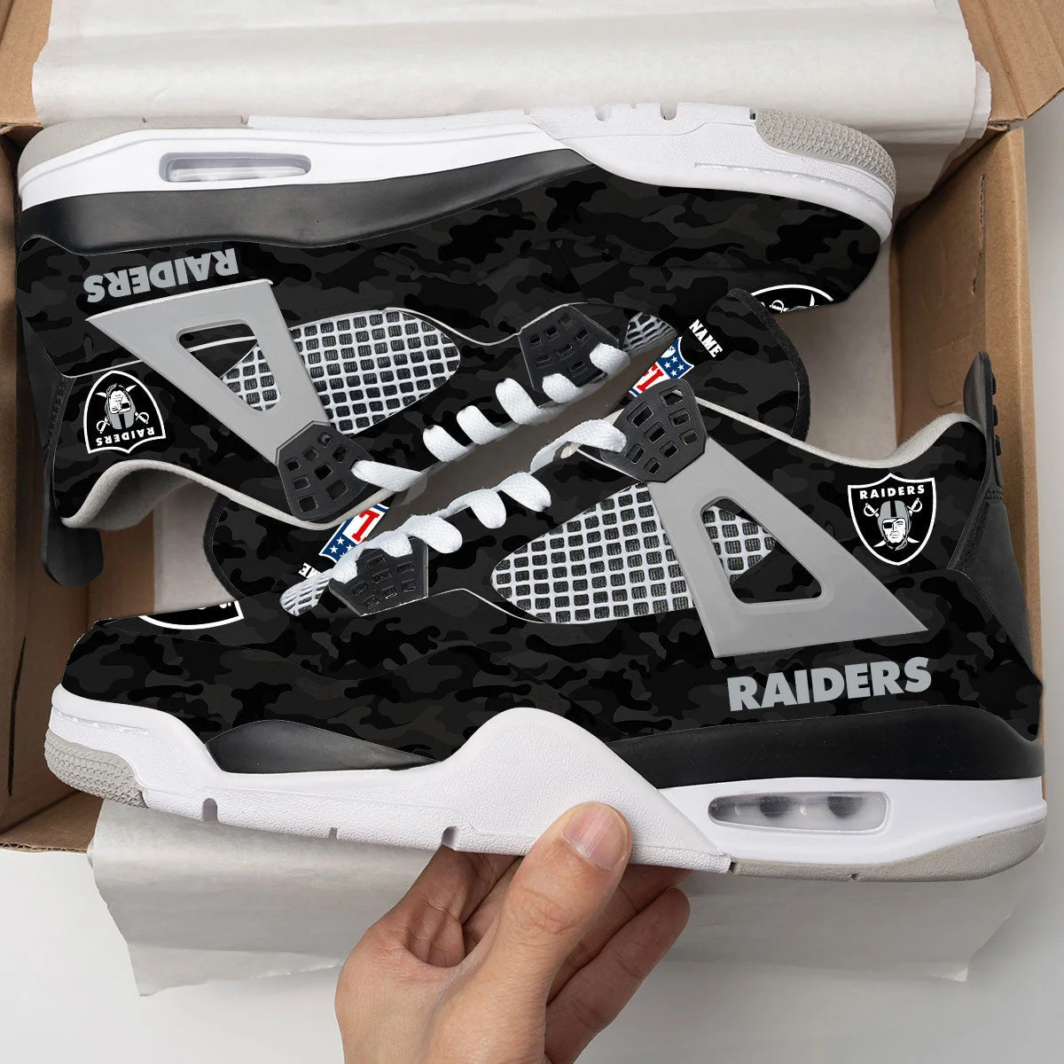 Las Vegas Raiders AJ4 Sneakers 8