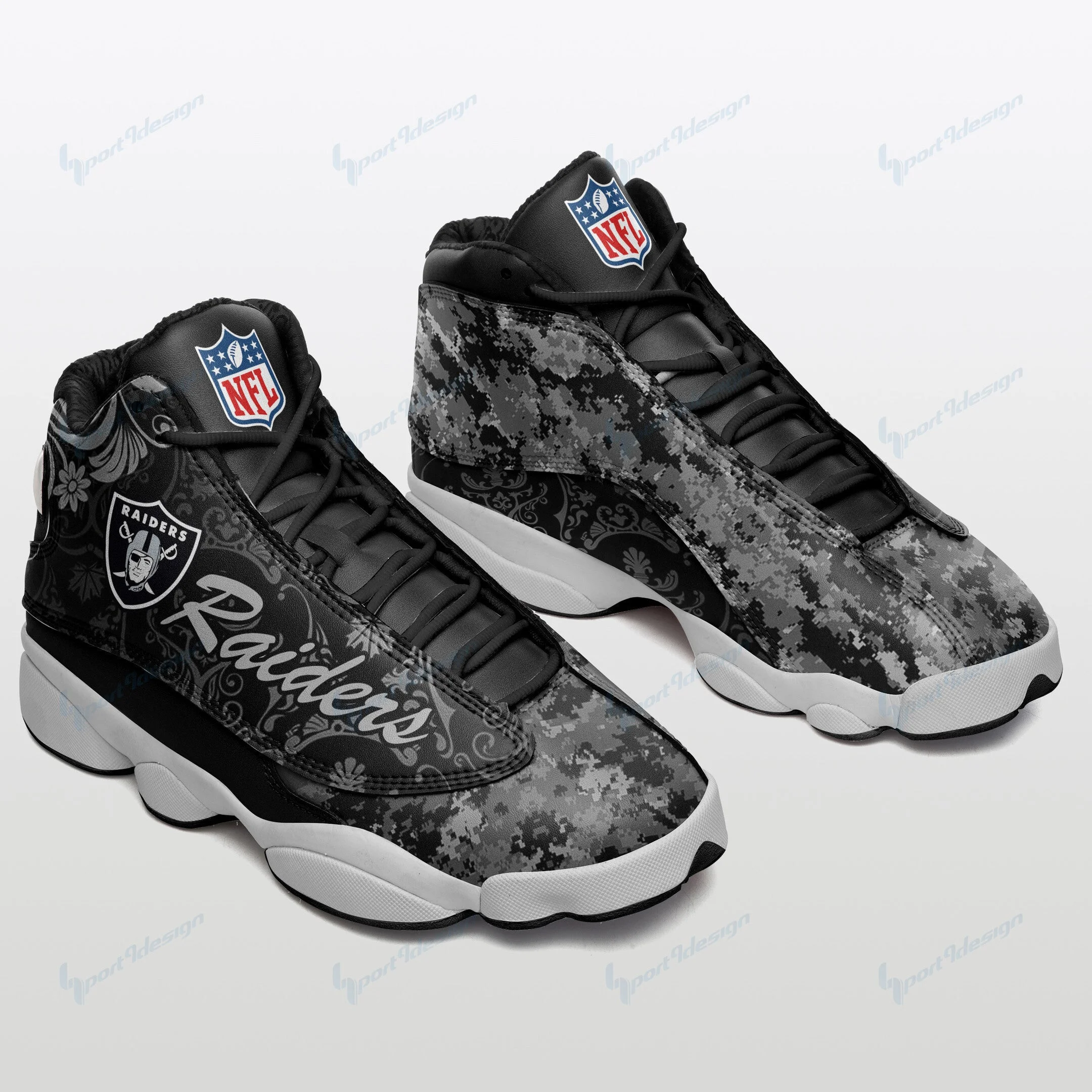 Las Vegas Raiders NFL AJ13 Sneakers Shoes For Men And Women 24