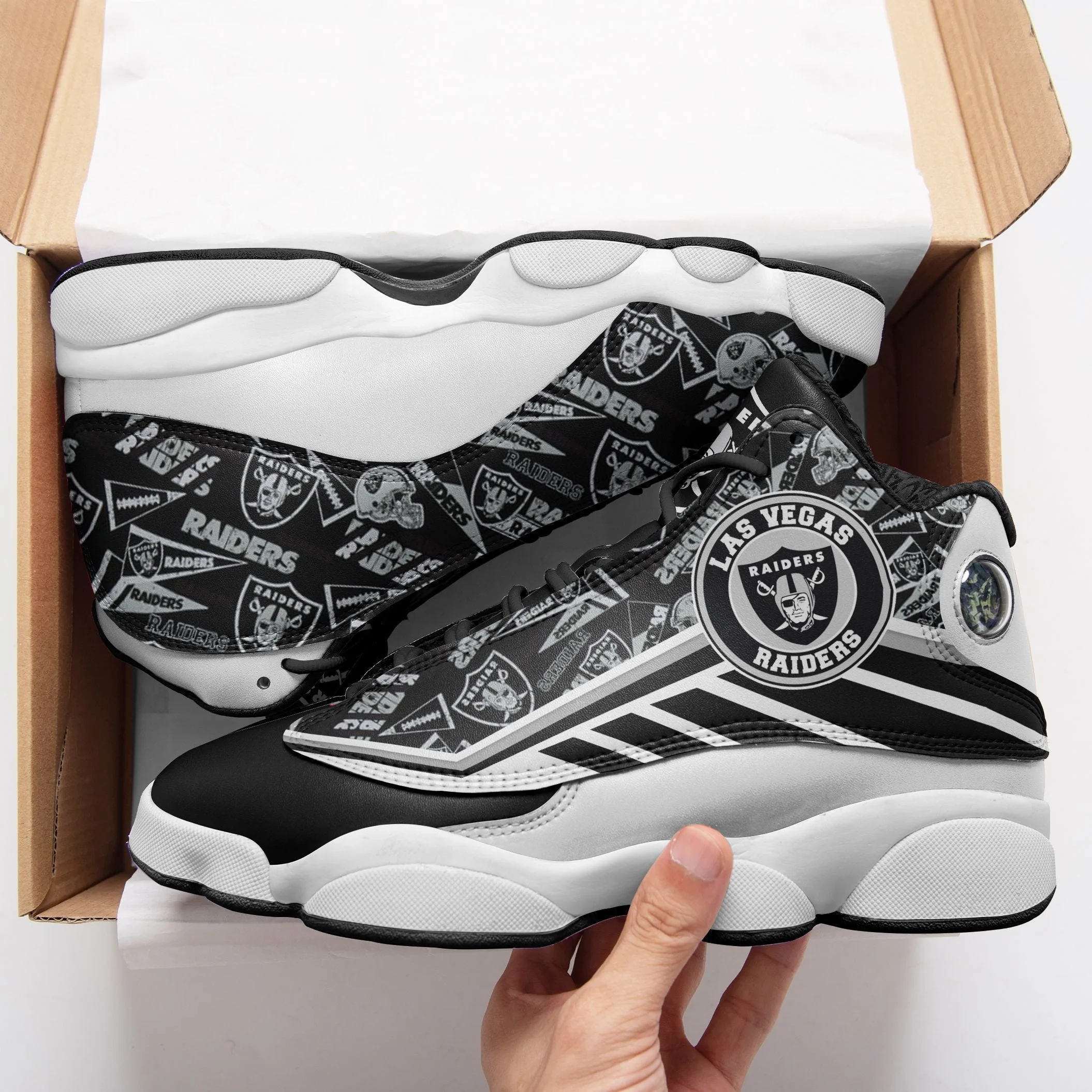 Las Vegas Raiders NFL AJ13 Sneakers Shoes For Men And Women 18