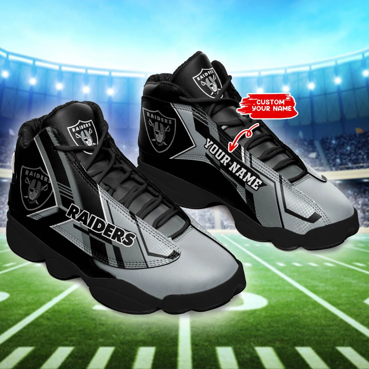 Las Vegas Raiders NFL AJ13 Sneakers Shoes For Men And Women 21