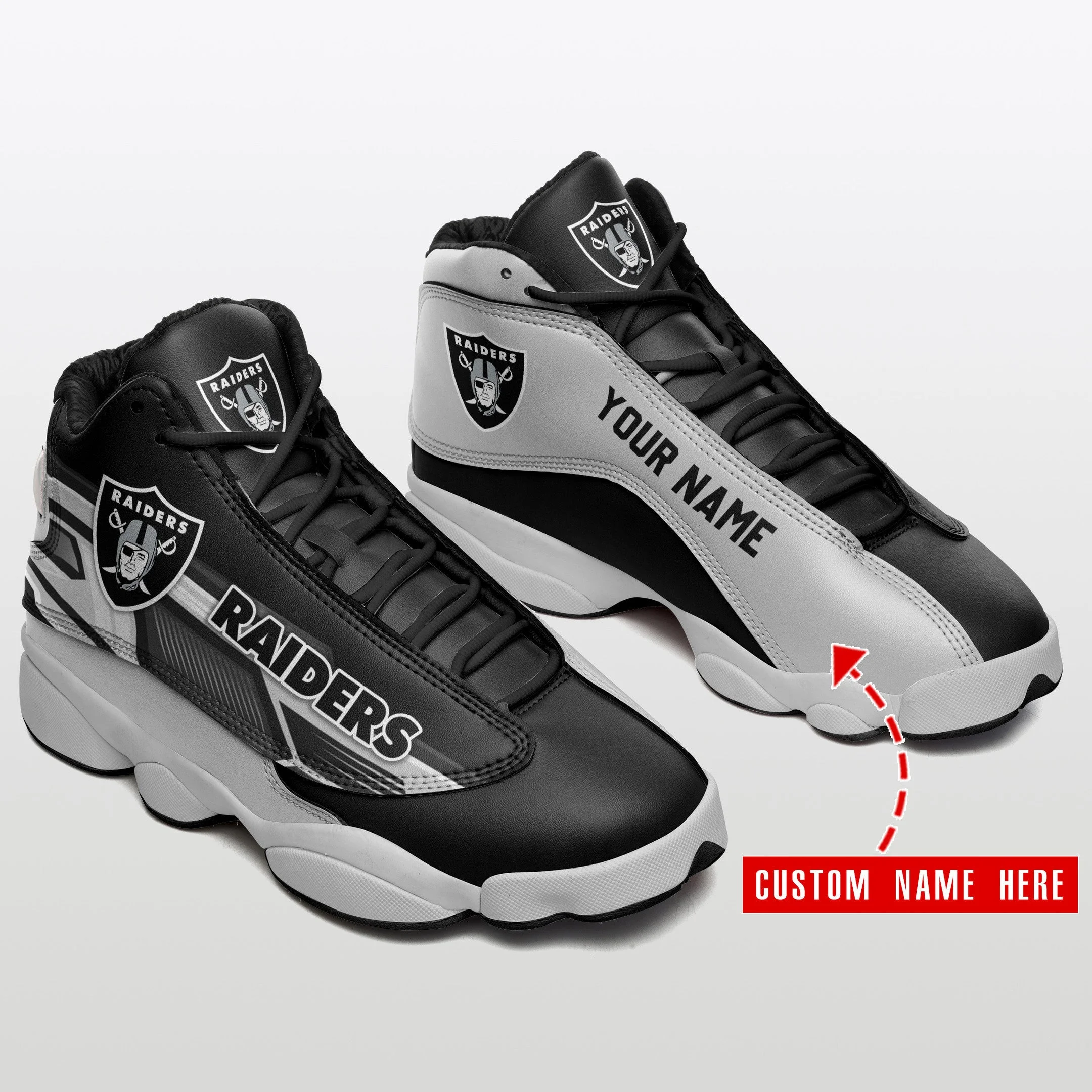 Las Vegas Raiders NFL AJ13 Sneakers Shoes For Men And Women 20