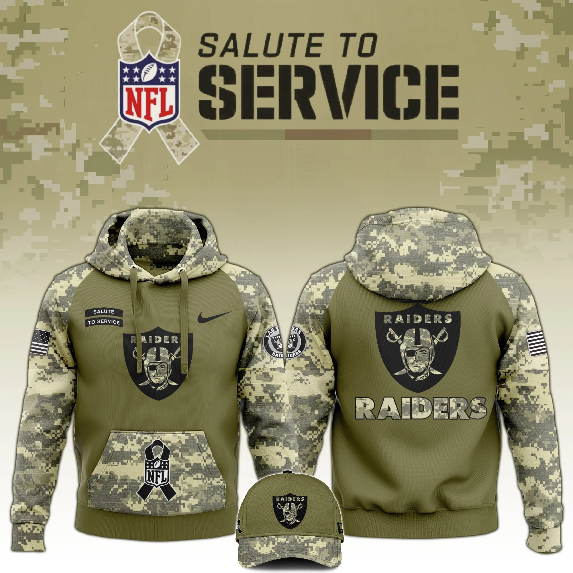 Las Vegas Raiders Salute to Service Club Limited Edition Camo Hoodie Best Raiders Shirt For Fans
