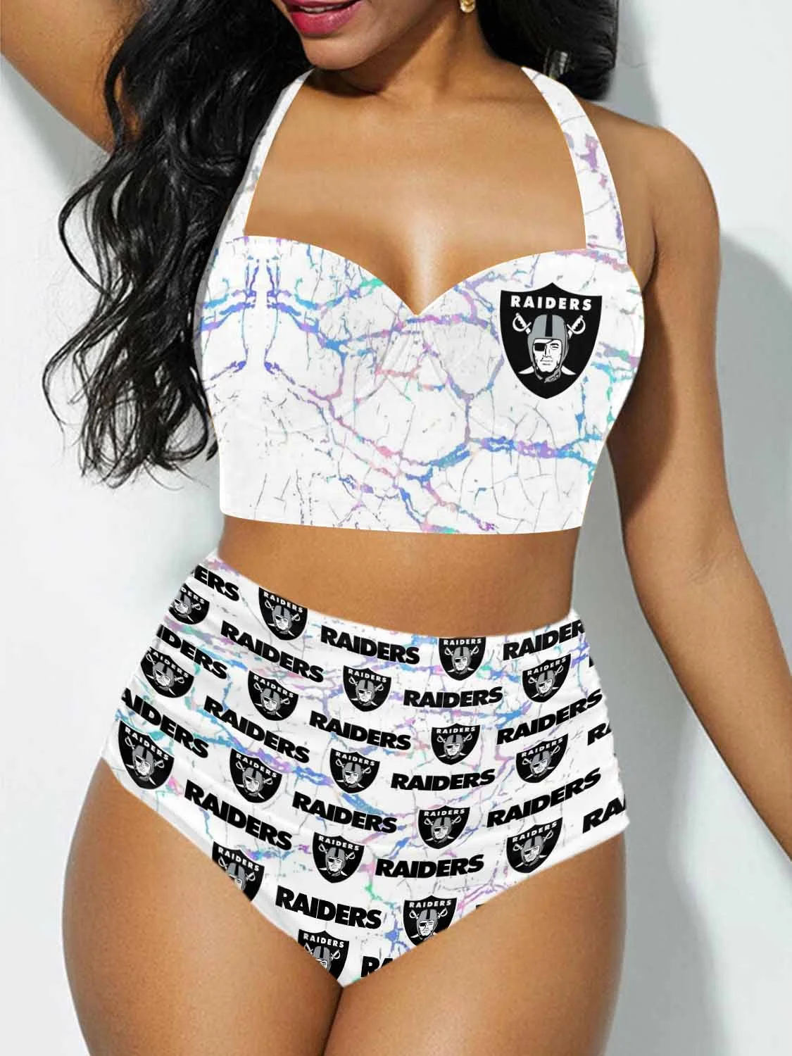 Las Vegas Raiders Sexy Print Bikini Swimsuit St8846