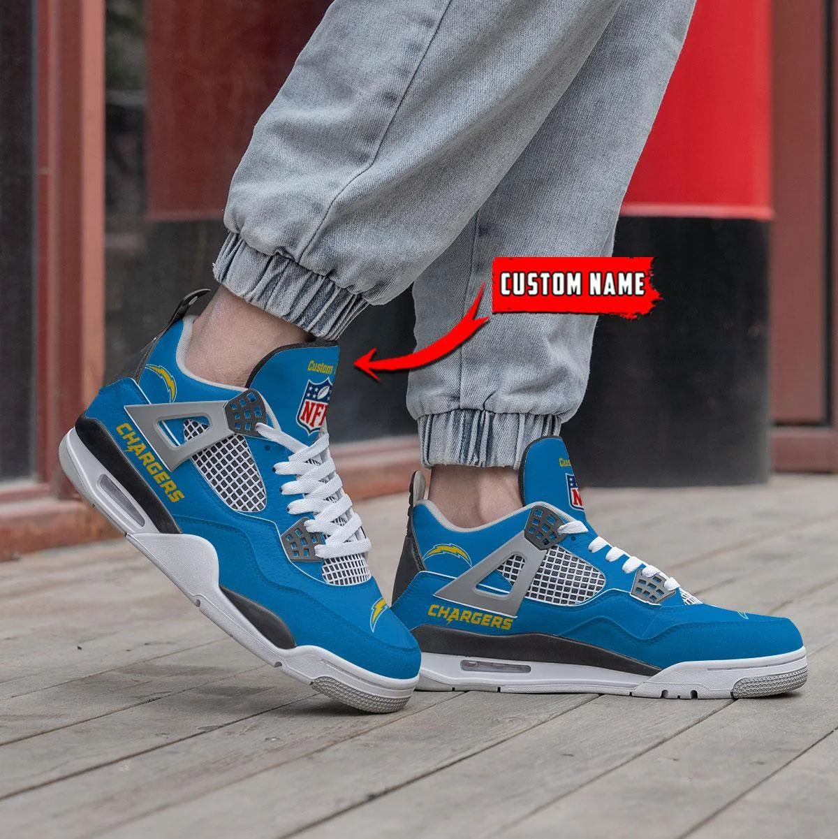 Los Angeles Chargers AJ4 Sneakers 1