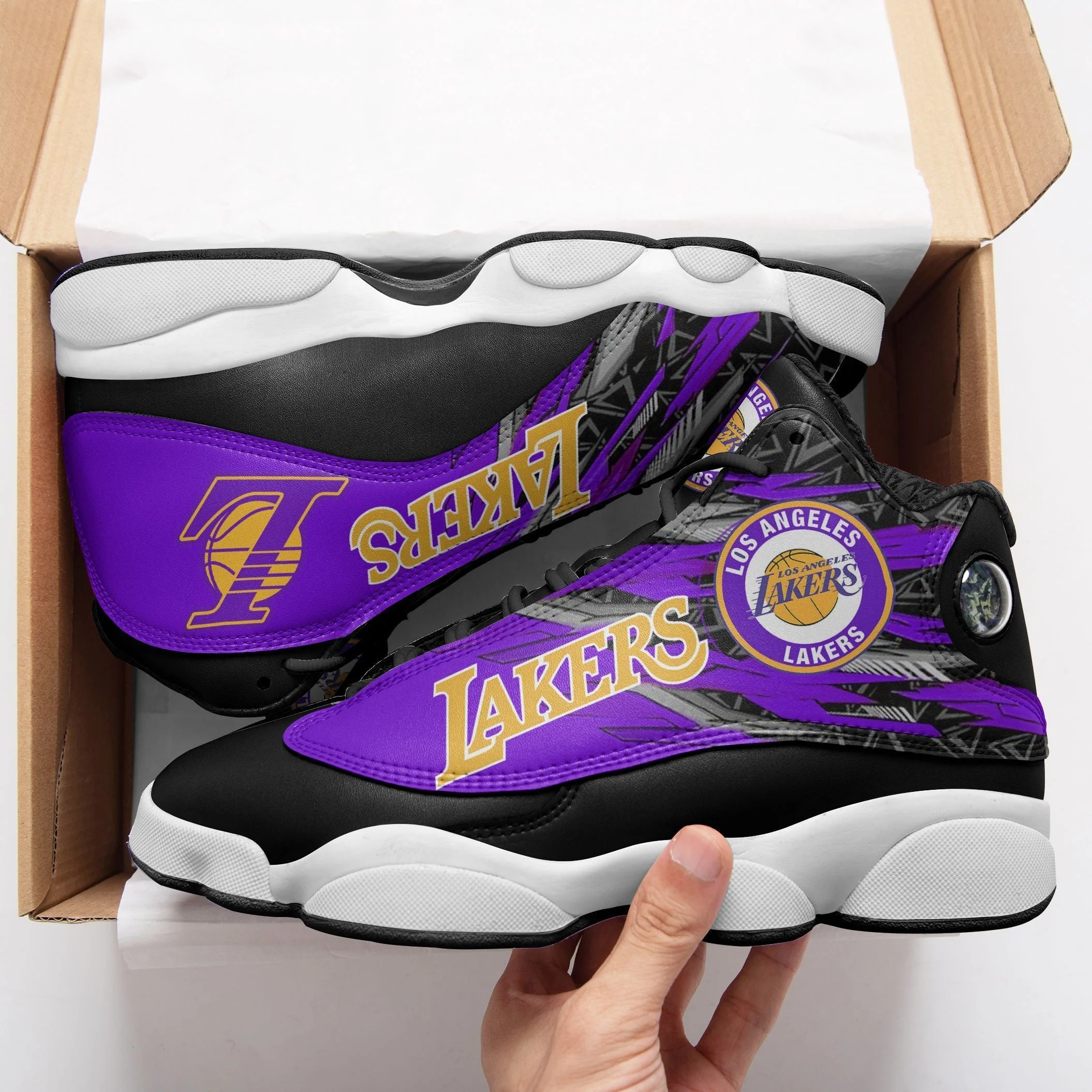 Los Angeles Lakers NFL AJ13 Sneakers Shoes For Men And Women 25