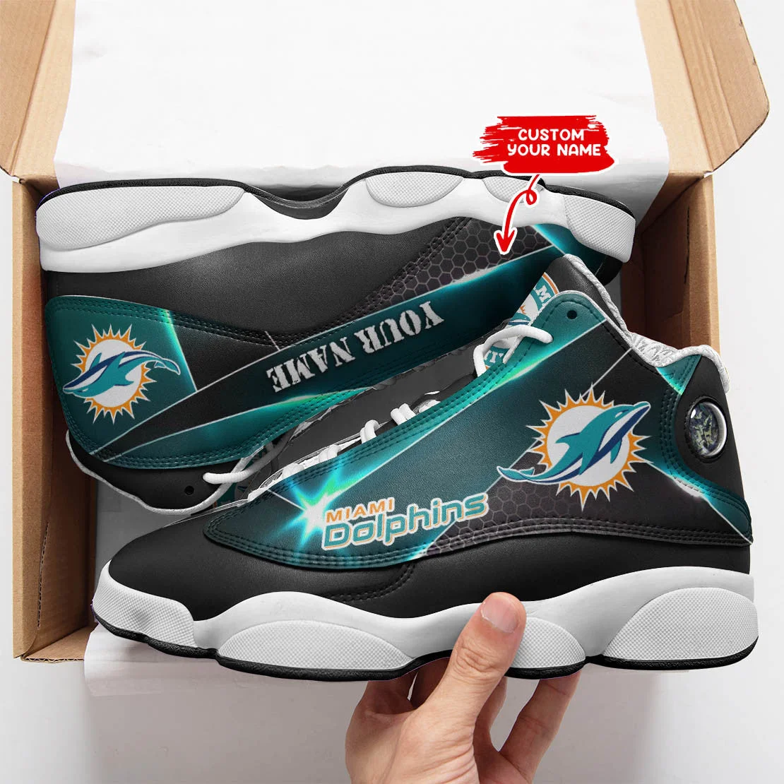 Miami Dolphins NFL AJ13 Sneakers Shoes For Men And Women