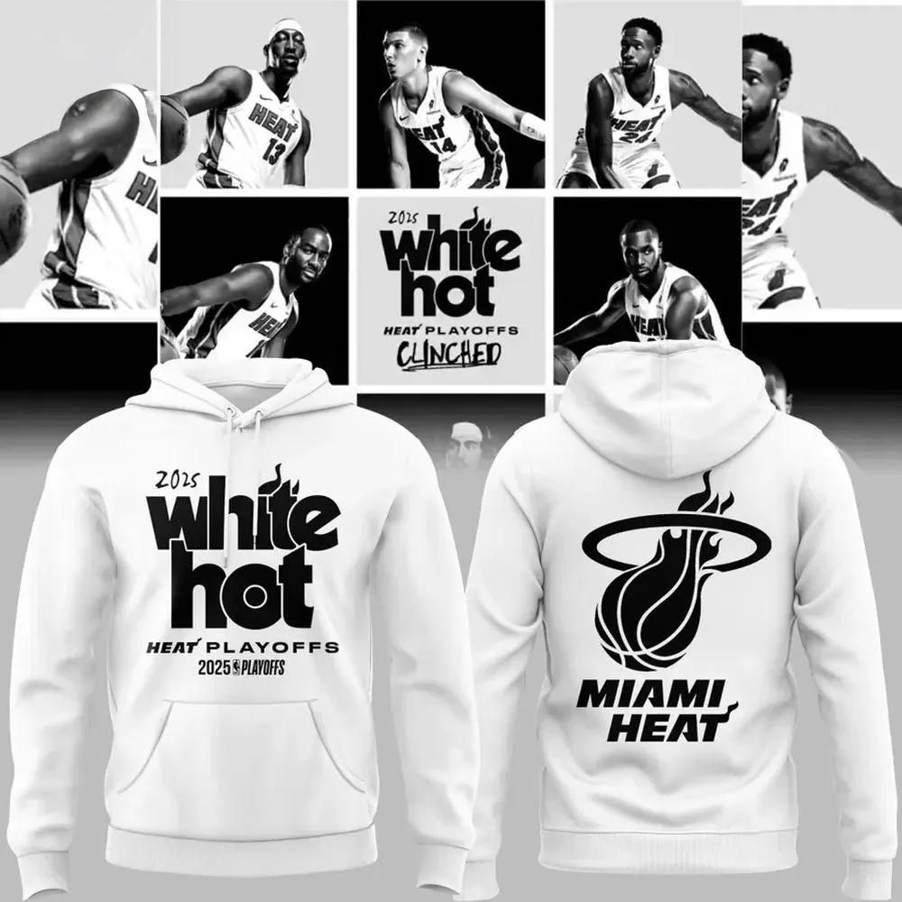 Miami HEAT White Hot Playoffs 2025 Hoodie Gifts For The Basketball Enthusiast