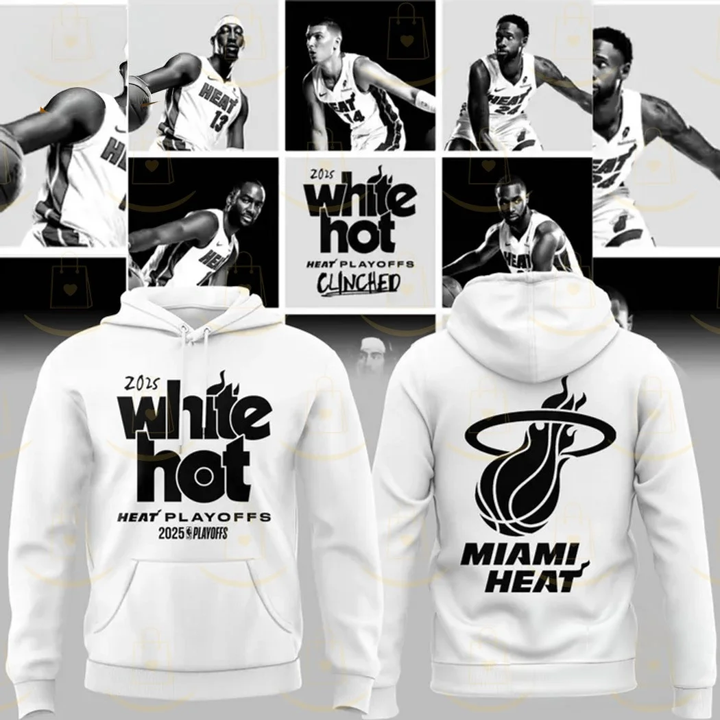 Miami Heat 2025 Playoffs White Hoodie