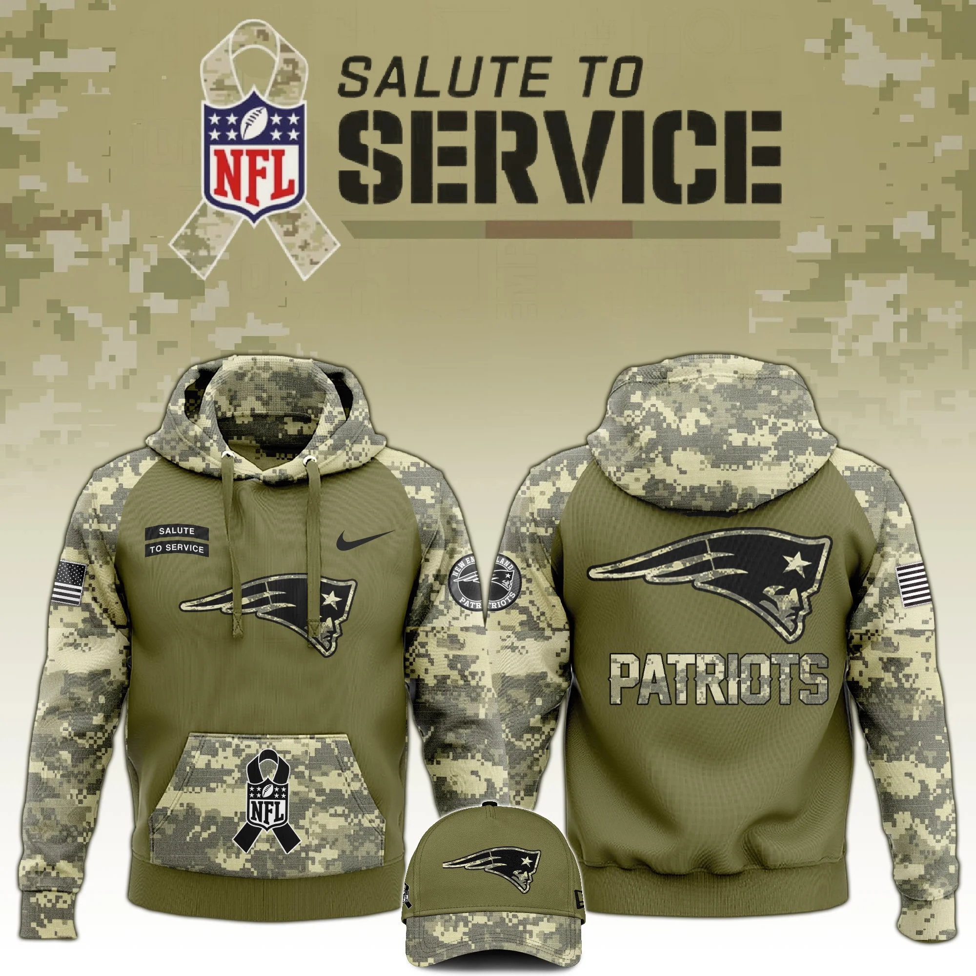 New England Patriots Salute to Service Club Limited Edition Camo Hoodie Best Patriots Shirt
