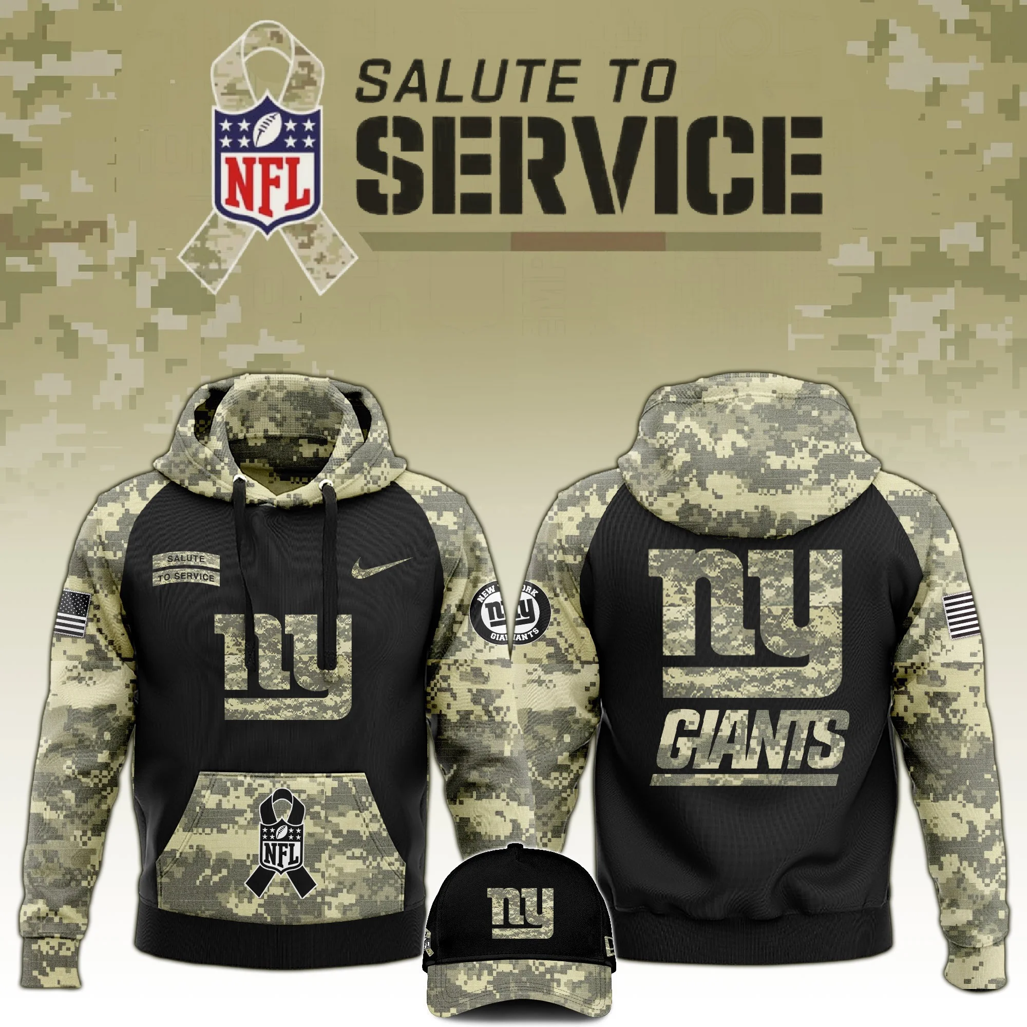 New York Giants Salute to Service Club Limited Camo Hoodie And Hat Perfect Giants Shirt For Fans