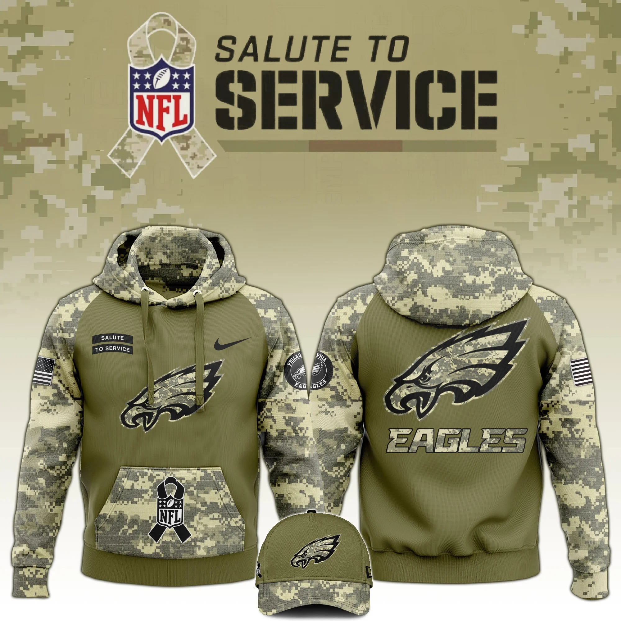 Philadelphia Eagles Salute to Service Club Limited Edition Camo Hoodie Perfect Gift For Him