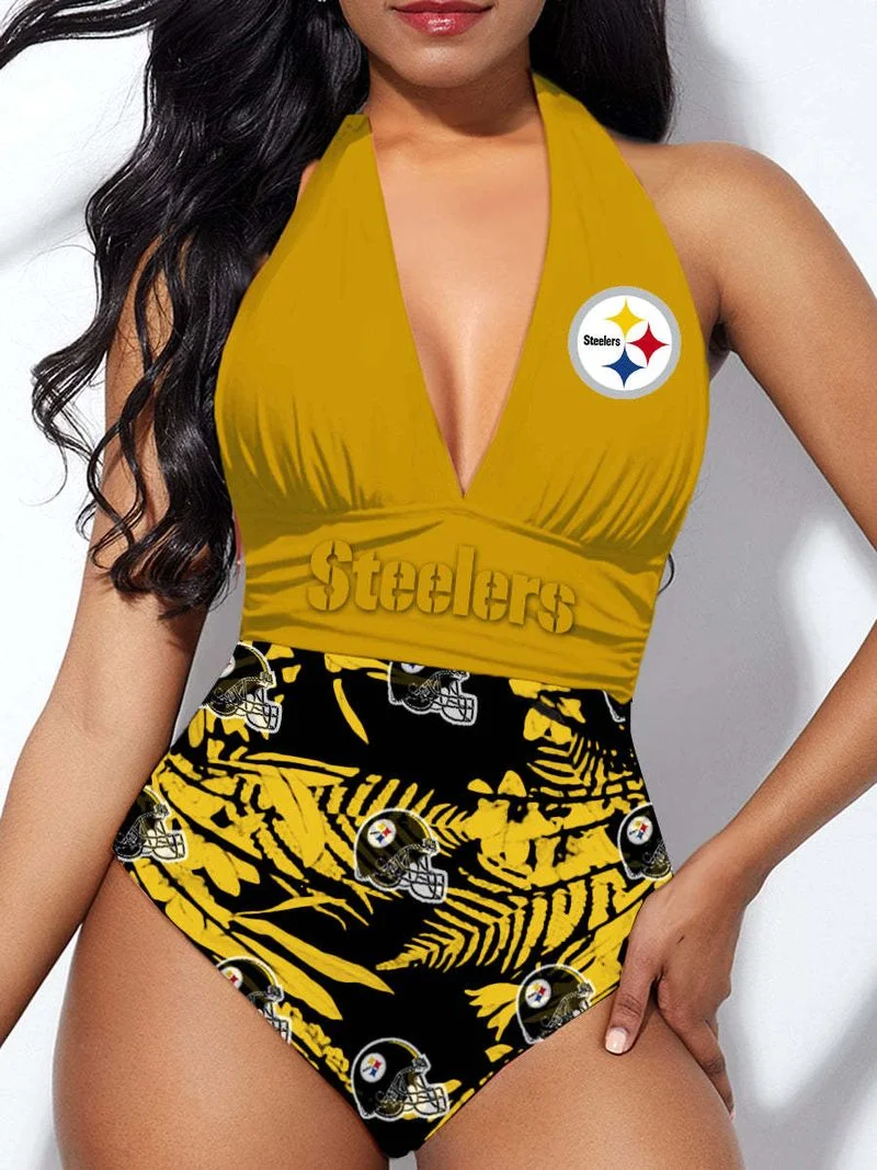 Pittsburgh Steelers Halter Neck One Piece Swimsuit St3364