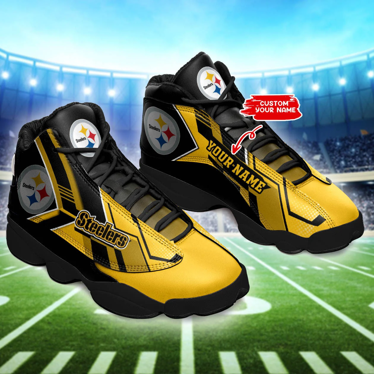 Pittsburgh Steelers NFL AJ13 Sneakers Shoes For Men And Women 2