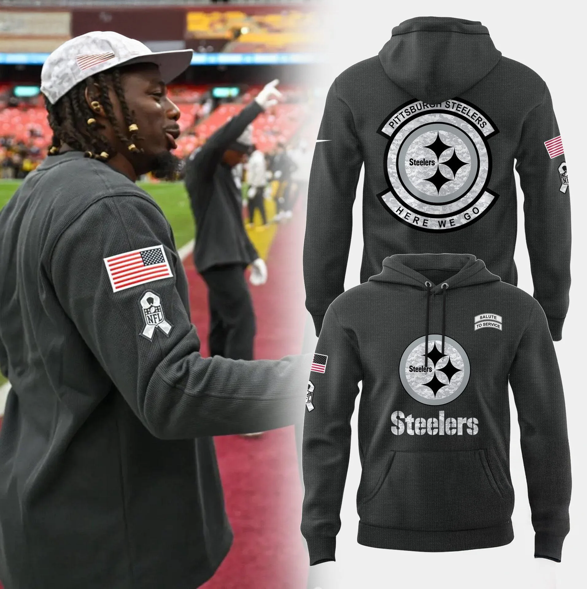 Pittsburgh Steelers Salute To Service Here We Go Hoodie Best