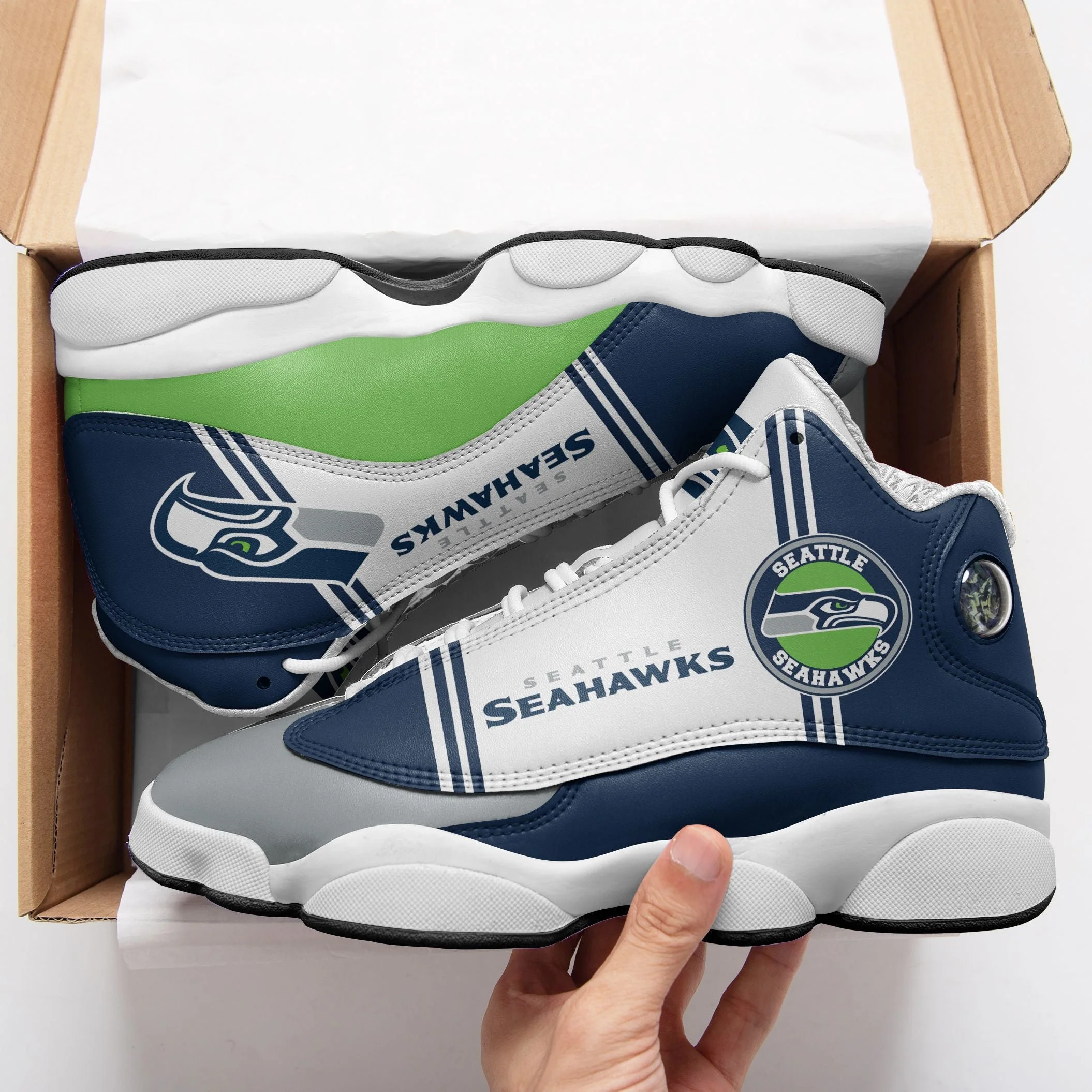 Seattle Seahawks NFL AJ13 Sneakers Shoes For Men And Women 18