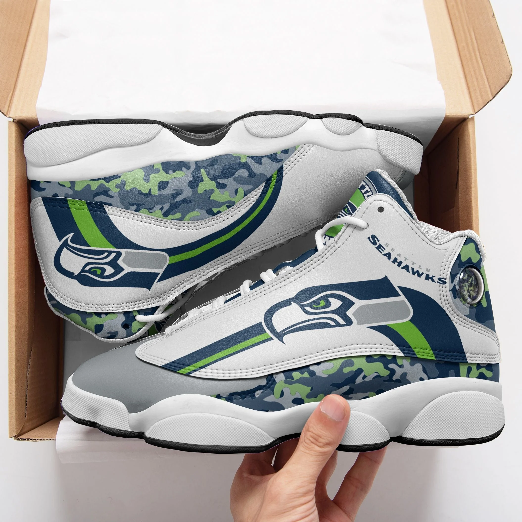 Seattle Seahawks NFL AJ13 Sneakers Shoes For Men And Women 4