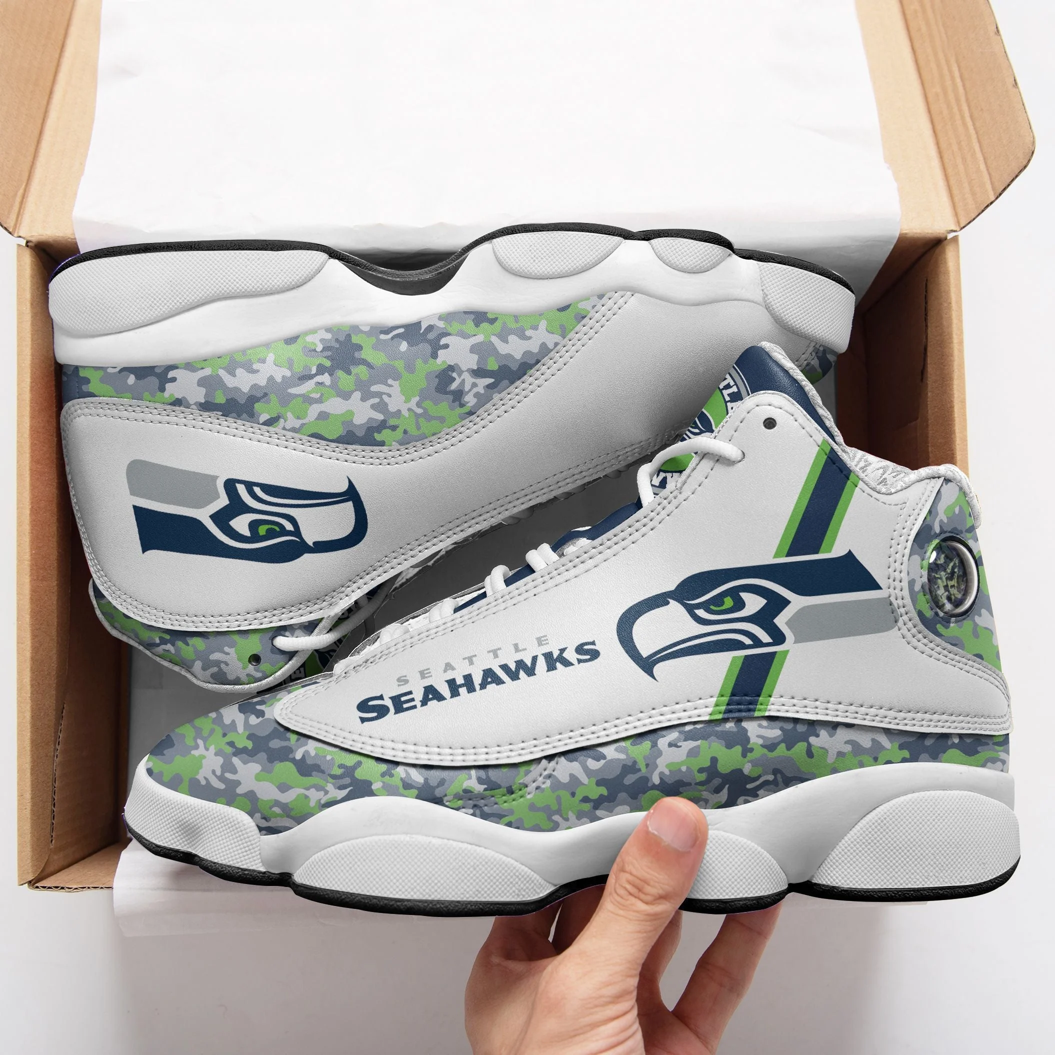Seattle Seahawks NFL AJ13 Sneakers Shoes For Men And Women 2