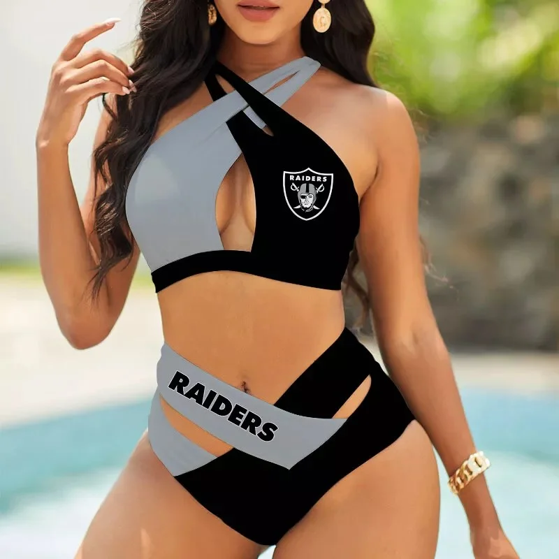 Tampa Bay Buccaneers Womens 2Pcs Bikini Swimsuit Criss Cross Cutout Bathing Suit St7743