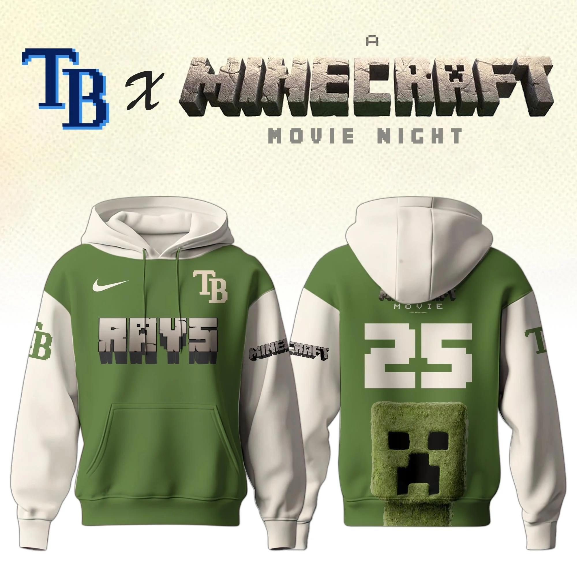 Tampa Bay Rays MLB x A MINECRAFT MOVIE Night Hoodie Unique Gifts Baseball Fan