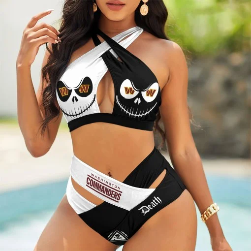 Washington Commanders Womens 2Pcs Bikini Swimsuit Criss Cross Cutout Bathing Suit St9817